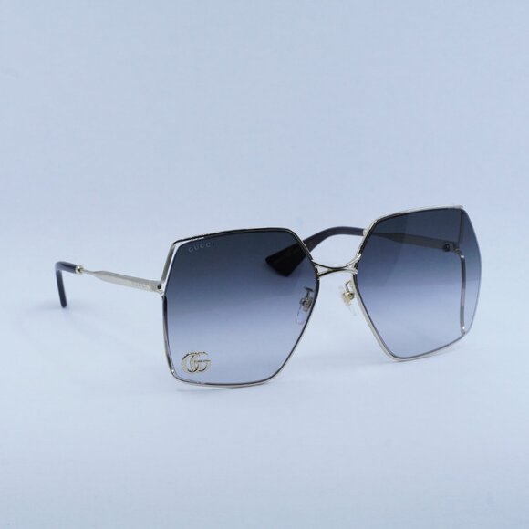 Gucci GG0817S 006 Sunglasses Gold Geometric Frame, Grey Lenses main image 8